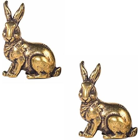 1 par messing kaninfigur liten kanin statue ornament hus A