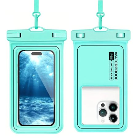 Vandtæt cylindrisk smartphoneetui med snor til 7,5-tommers telefoner, 2-delt sæt