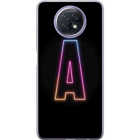 Kompatibel Mobilcover til Xiaomi Xiaomi Redmi Note 9T Minimalistisk neonbogstav A i regnbuefarvet lys mod sort baggrund i moderne typografisk stil