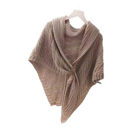 Strikket sjal høst vinterskjerf KHAKI