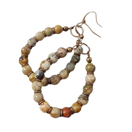 Unikke Håndlavede Bohème Øreringe med Natursten Stilfulde Dråbeøreringe Charm til Modebevidste Personer