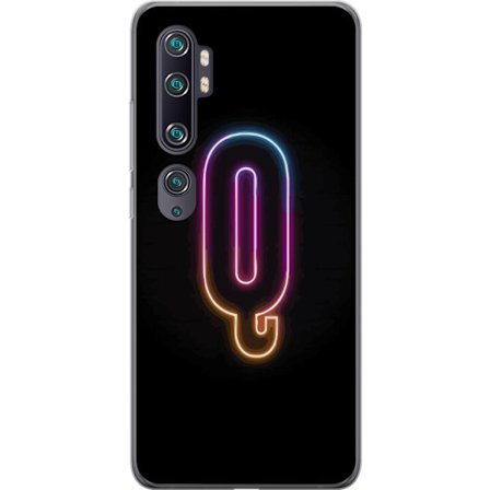 Kompatibel Mobilcover til Xiaomi Xiaomi Mi Note 10 Minimalistisk neonbogstav Q i lyse farver mod mørk baggrund