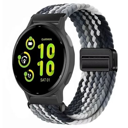 20/22 mm nylonarmband för Garmin Forerunner 55 165 265 965 255 magnetiskt flätat andningsbart band för Garmin Active 5/Venu 3 Correa