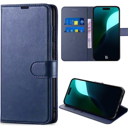 Coque - E.F.CONNECTION - för iPhone 16 - Konstläder - Stöttålig - Kortfickor