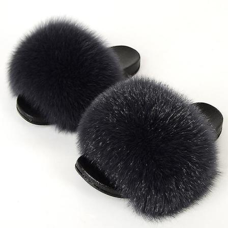 Sommerpels tøfler Fluffy søte plysj damer flip flops luksuriøse sjarmerende sandaler Xnr153 42