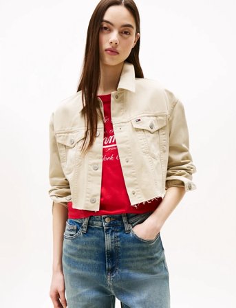 Tommy Jeans Tjw Flag Trucker Jacket Ext - Beige - S