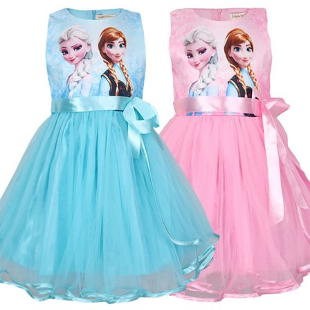 Kid Girl Frozen Anna Elsa Princess Party Fancy Dress Tutu Kjole