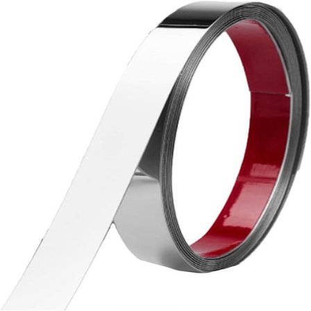 Sølvfarget selvklebende vegglister i rustfritt stål - 5m x 1cm - Rustfri list og feste - Fleksibel selvklebende metallstang - For vegg