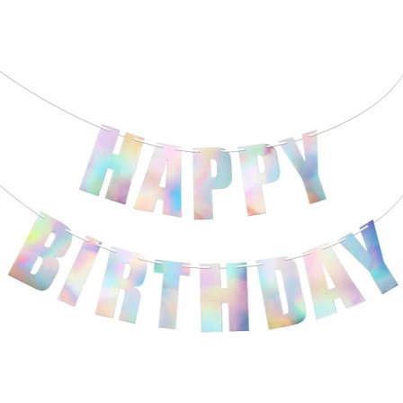 Laser Silver Grattis på födelsedagen Banner för hem eller trädgård födelsedagsfest tillbehör, temafest dekorationssatser