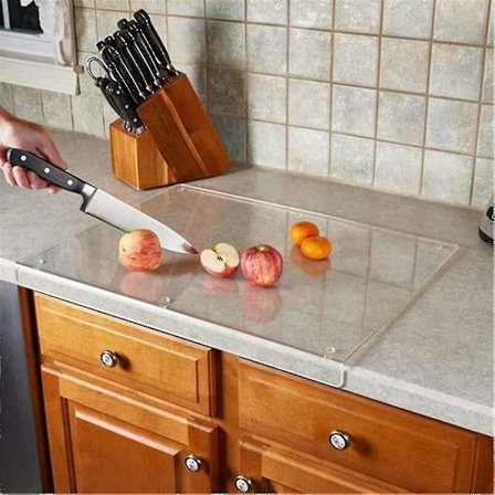 Köktillbehör Köksbänk med Akryl Skärbräda, Bänkskiva med Transparent Skärbräda med Kanter, Bänkskydd, Hem An