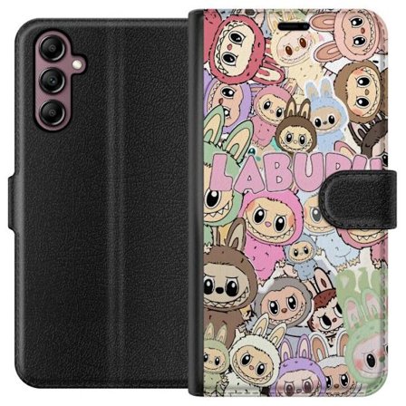 Yhteensopiva Lompakkokotelo Samsung Galaxy A14 5G Ruusunpunainen kawaii-kompositio, jossa on söpöjä piirrettyjä hahmoja ja pehmeitä muotoja