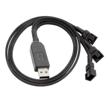 12V USB Fläkt Strömadapterkabel 1 till 3 Step-Up Strömadapterkabel för 4-Pin PC Kylfläktar