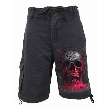 Spiral Direct Gothic BLEEDING SOULS - Vintage Cargo Shorts Black |Skulls|Blood|Cross