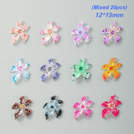 20 st Harts Lilja Blomma Nagelkonst Berlocker 3D Nageldekoration Mani