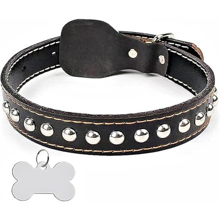 Læder Hundehalsbånd til SMÅ Hunde, Personlig Navneskilt Kæledyr Halsbånd