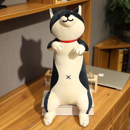 1 st Ins 60-120cm Söt Shiba Inu Hund & Katt Plyschleksaker Gosedjur Långa Djur Sov Pojkvän Kudde Docka Kontorskudde Barnpresenter dog black 90cm