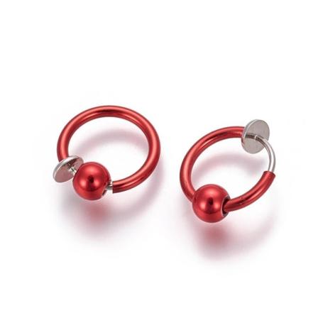 REA___REA__1 Par Röda Clip On Ringar med avtagbar kulor 13 mm Ø