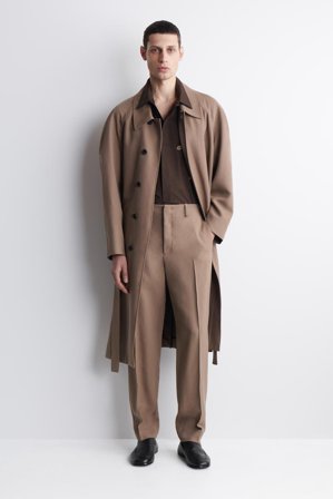 COS Men's Fluid Twill Slim Fit Trousers in Beige