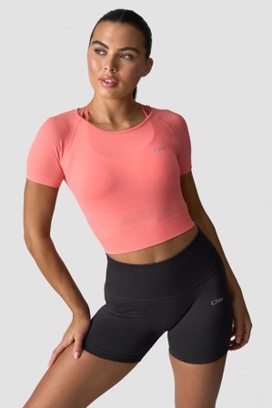 Define Seamless Cropped T-shirt Wmn Light Pink Peach
