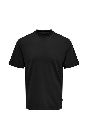Onsotis Reg Mock Neck Tee T-shirts Short-sleeved Svart ONLY & SONS*Betinget Tilbud