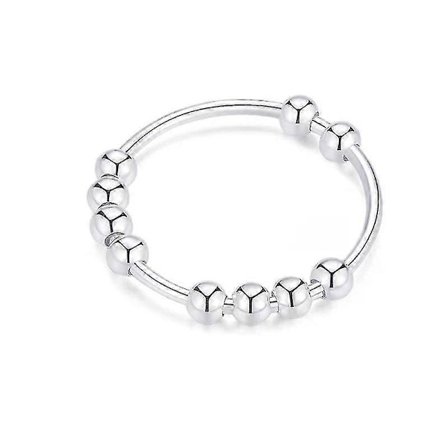 Jinyu 925 Sterling Silver Ångestdämpande Ring Unisex Ångestlindrande Ring Ångest Ring (4 stycken)