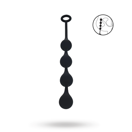 Waterdrop Silicone Anal Balls -M - 30mm - Black - Vuxen.se - Analkulor