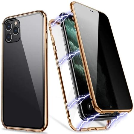 iPhone 14 - 360 asteen t ysi suoja edess ja takana - anti spy Gold