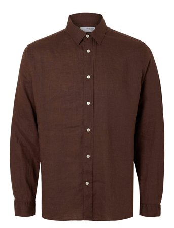 Slhregkylian Linen Ls Shirt Brown Selected