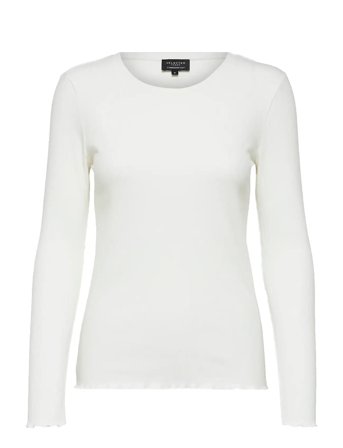 Slfanna Ls Crew Neck Tee S Noos White Selected