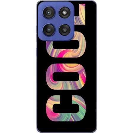 Yhteensopiva Puhelinkuori Motorola Edge 60 Stylus Nykytaiteellinen typografia taiteilu sanaa LOVE nestemäisissä sateenkaariväreissä mustaa taustaa