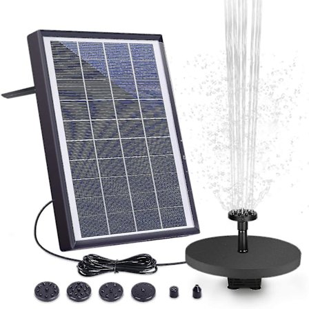 Utomhussolfontän 5w, soldammpump med batteri och 6 munstycken, för fågelbad Aquarium Garden Fountain_om