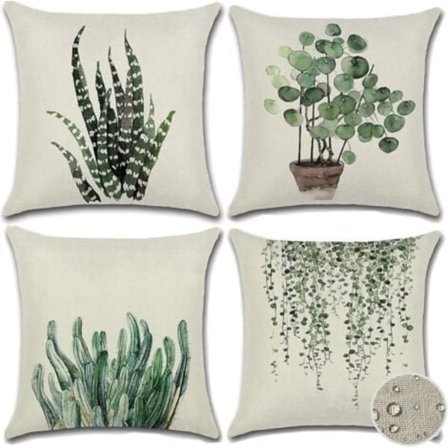 TS-Pudebetræk til udendørs planter, vandtæt dekorativt pudebetræk, sæt med 4 grønne pudebetræk til indendørs og udendørs brug