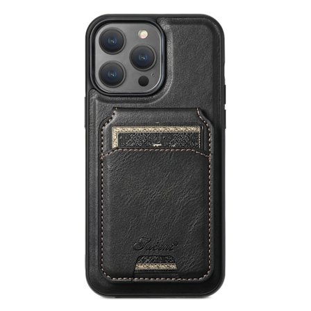 Etui til iPhone15Pro H15 svart magnetisk kortholder 2 i 1 trådløs lading