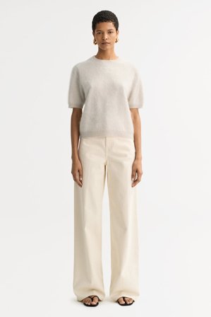 Soft Goat - Brushed short sleeve - Kaschmirpullover für Damen - S - Chalk