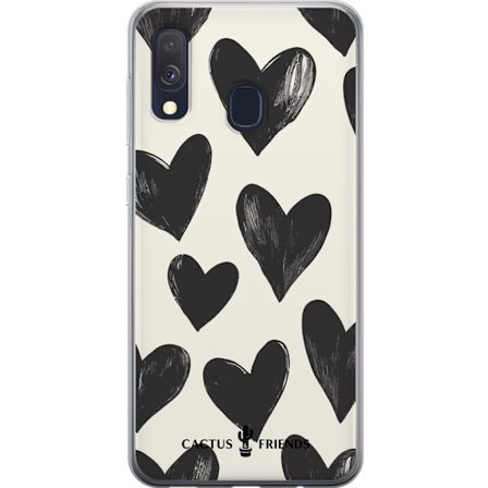 Kompatibel Mobilcover til Samsung Samsung Galaxy A40 Cactus and Friends - Bold Black Love Pattern