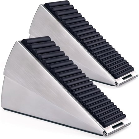 WJSML Stor dørstopper - Heavy Duty dørstop kile høje dørstoppere til bunden af døren, 3 tommer høj dørstop rustfrit stål fjederbelastet dør