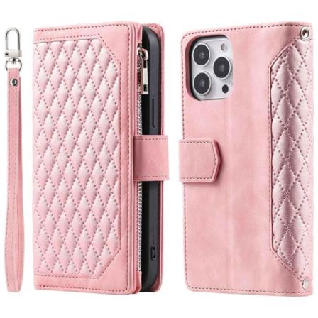 Iphone 14 Pro Max Plånboksfodral Rhombus - Rosa