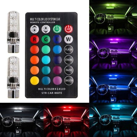LED Positionslys T10 - W5W RGB med Fjernbetjening MultiColor