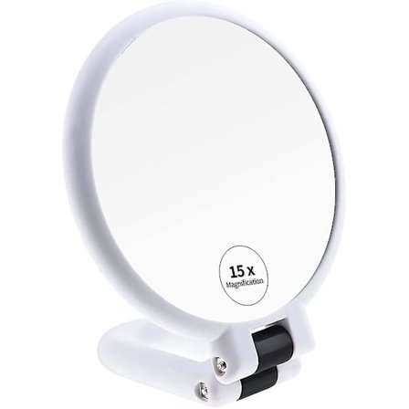 15x Förstorande Handhållen Spegel, Dubbelsidig Piedestalförstoring