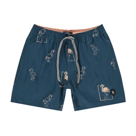 Kultivate, S Flamingo swimshort Blauw, Heren, Maat:M,print
