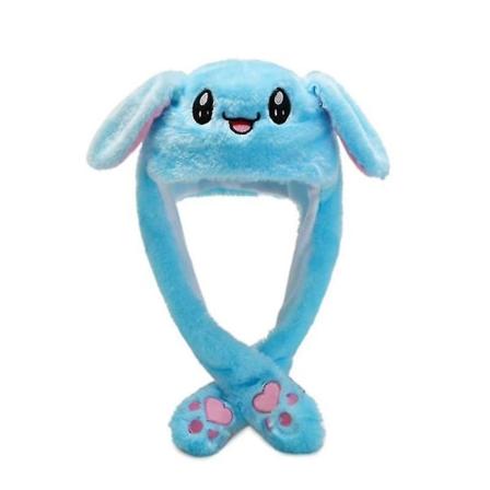 Plysj kaninørehatt kan bevege seg Interessant søt myk plysj kaninhattegaver kompatibel med jenter Ny -ES No Light Blue Bunny Hat