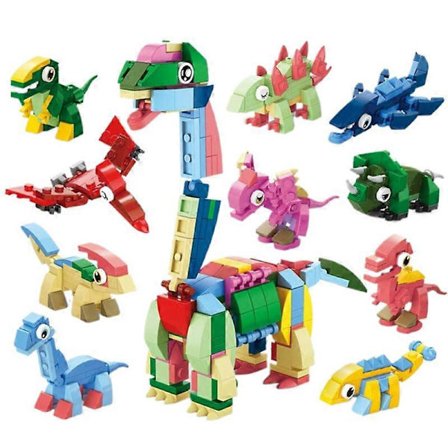 Dinosaurie Serie Byggkloss Mini Djur Ornament Modell Montering Byggkloss Leksaker För Pojkar Flickor Pedagogiska Leksaker