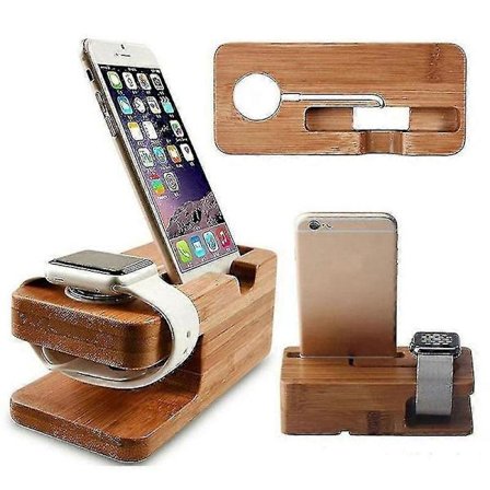 Lebanghui Laddstation i trä för mobiltelefonhållare