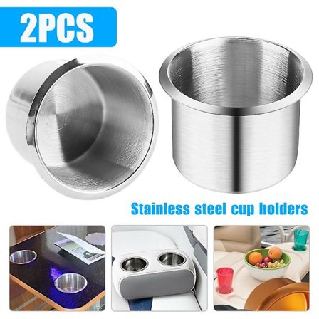 2 X Rustfritt Stål Koppholder Bærbar Holdbar Koppholder For Marine Båt Bil Truck Camper Oppbevaring Bil Tilbehør - Drikkeholdere