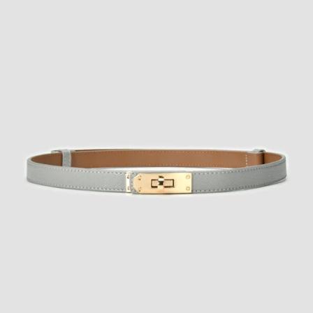 Knopp Spänne Dam Läderbälte Vintage Mode Lyx Designerbälte Dam Högkvalitativt Märke Modeshow Slim Klänning Gördel Gray 57-97CM