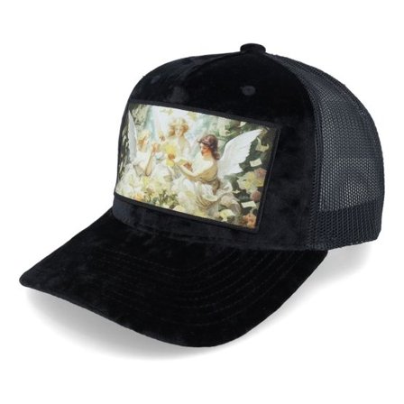 Calza Pennello - Svart trucker Keps - Angels & Money Velvet Black A-frame Trucker @ Hatstore