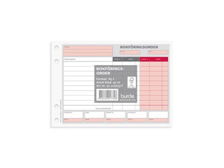 BURDE Blankett bokföringsorder A5L 50 blad - Lyreco - Kontorsmaterial - Blanketter och bokföring - Blanketter