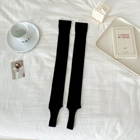 sort - Nye Moderigtige Damestrømper i Ensfarvet Tynd Åndbar Simpel Lang Knæhøj Elegant Trendy Benvarmere til Kvinder