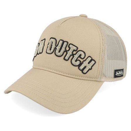 Von Dutch - Beige trucker Keps - Logo White/Brown A-Frame Trucker @ Hatstore