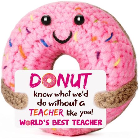 Virkat munk Tack Gåva - Handgjord läraruppskattningspresent för kvinnor, pensionering, födelsedag & jul